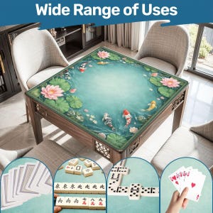 Koi Fish Mahjong Mat with Bag, Lotus Pond Mahjong Table Mat, Waterproof Non Slip Mahjong Cover, Japanese Koi Game Mat Gift for Mahjong Lover image 7