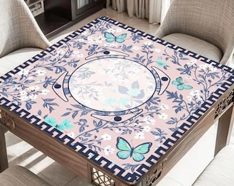 Mahjong Mat - Butterfly Custom Non-Slip Table Cover, Spring Mahjong Gift for Players, Game Night