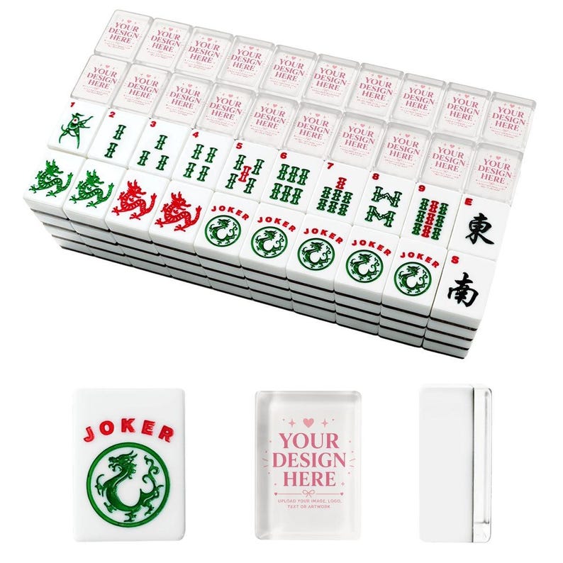 Jeu de tuiles de mahjong personnalisées Jeu de mahjong américain personnalisé, votre propre design ou photo, logo, cadeau de tuiles personnalisées image 2