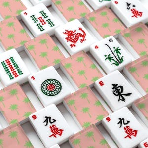 Preppy Palm Vibe Mahjong Set | Pink Aesthetic Mahjong Tiles | Beach House Mahjong Gift Women Bild 7