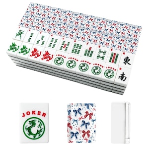Patriotic Bow Mahjong Tiles, America 250 Mahjong Set, Fourth of July Mahjong Tiles, Red White Blue Bows, American Mahjong Tiles with Jokers image 2