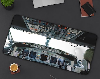 Cockpit Desk Mat - Airplane Lover Gift, Aviation Office Decor, Unique Gaming Mat, Pilot Accessories, Aeronautical Gift