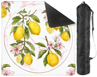 Pink Lemon Mahjong Mat | Lemon Blossom Mahjong Table Mat | Grandmillennial Mahjong Gift | Pink Citrus Mahjong Mat | Mahjong Accessories