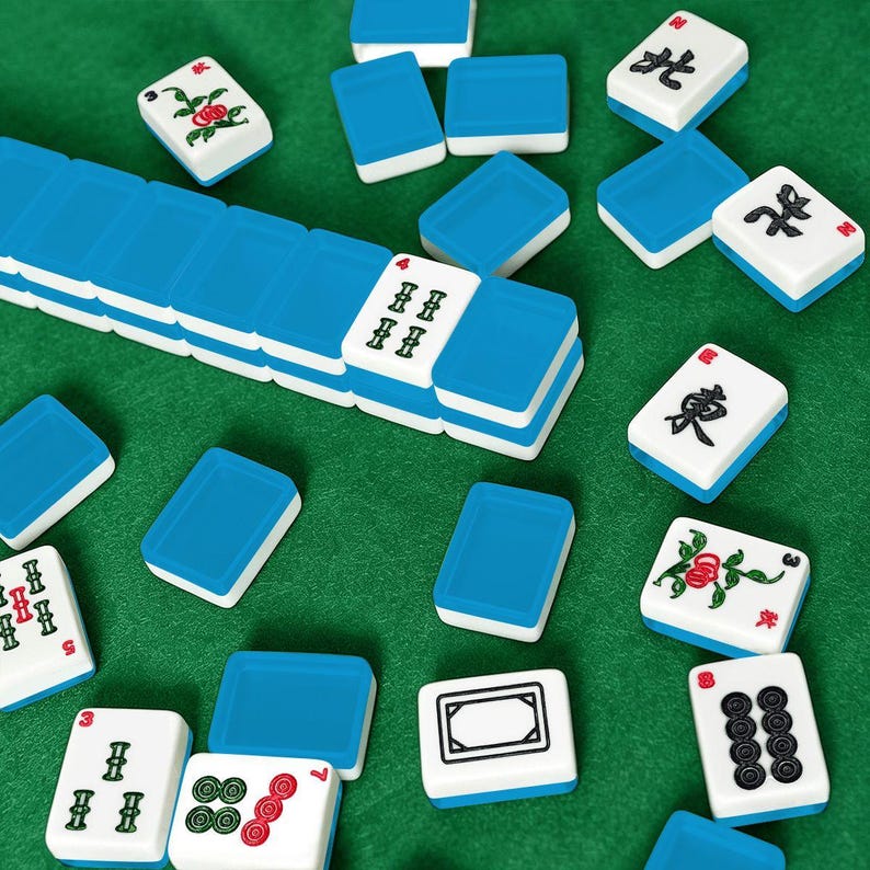 Blue Mahjong Tiles | Turquoise Color Mahjong Set | Solid Color Mahjong Tiles | Coastal Mahjong Gift | Luxury Acrylic Mahjong Set zdjęcie 7