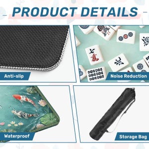 Koi Fish Mahjong Mat with Bag, Lotus Pond Mahjong Table Mat, Waterproof Non Slip Mahjong Cover, Japanese Koi Game Mat Gift for Mahjong Lover image 5