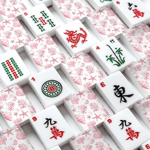 Fichas de Mahjong Costeras / Juego de Mahjong de Conchas Rosas / Fichas de Mahjong de Playa / Mahjong Grandmillennial Costero / Mahjong de Estrellas de Mar imagen 1