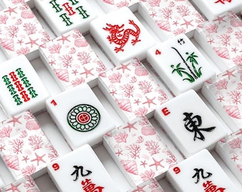 Coastal Mahjong Tiles | Pink Seashell Mahjong Set | Beach Mahjong Tiles | Coastal Grandmillennial Mahjong | Starfish Mahjong