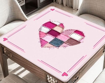 Valentine’s Day Mahjong Mat | Romantic Floral Mah Jongg Table Mat | Non-Slip Mahjong Playing Mat | Pink Valentine Gift for Mahjong Lovers