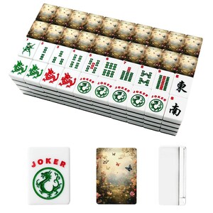Mahjong Tile Set Vintage Garden Butterfly Design, Floral Butterfly Mahjong Tiles with Jokers, Cottagecore Mahjong Game Set Gift imagem 2