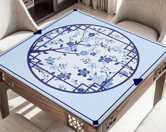 Mahjong Mat - Chinoiserie Game Accessory, Custom Non-Slip Table Cover, Mahjong Gift for Players, Game Night