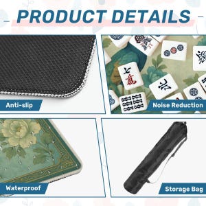 Peacock Mahjong Mat - Non Slip Mah Jongg TilePlay Mat Accessories image 4