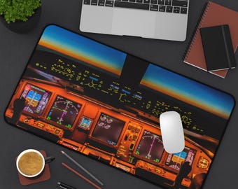 Cockpit Desk Mat, Aviation-Themed Desk Mat, Pilot Desk Pad, Gamer Mouse Pad, Office Decor for Aviation Lovers, Flight Enthusiast Gift