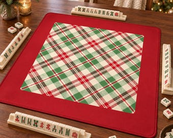 Plaid Mahjong Mat, Stylish Game Table Cover, Unique Home Decor, Perfect Gift for Players, Christmas Mahjong