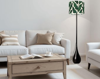 Teardrop Linen Floor Lamp: Modern Living Room Lighting with Remote