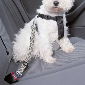 Leopard Print Pet Seat Belt: Adjustable Dog & Cat Car Safety Harness