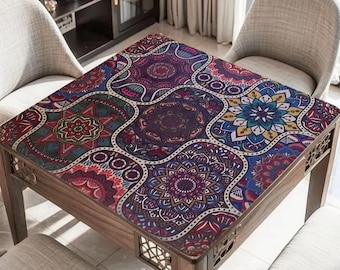 Mahjong Mat - Boho Style, Custom Non-Slip Table Cover, Mahjong Gift for Players, Game Night