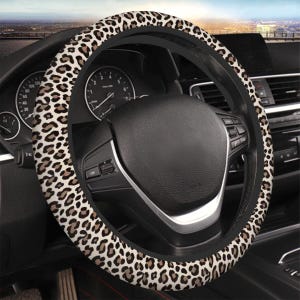 Leopard Print Steering Wheel Cover: Neoprene Non-Slip Grip