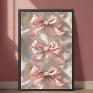 Girly Wall Art, Trendy Aesthetic Framed Art, Coquette Room Decor, Pink Wall Art, Bow Decor, Baby Girl Room Wall Hangings