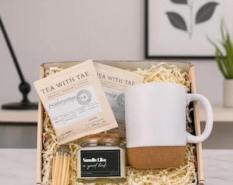 Book Lover Gift Box with Tea, Mug, Candle & Safety Matches, Reading Night Kit, Smells Like a Good Book Candle Literary Gift Set