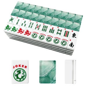 Luxury Green Mahjong Tiles | Jade Marble Mahjong Set | Coastal Mahjong Gift Idea image 2