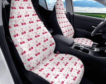 Seat Cover for Car, Stylish Car Seat Covers Full Set, Cute Car Accessories, Cherry Design, Coquette Car Decor Aesthetic Car Accessories,