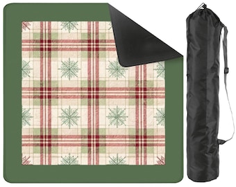 Plaid Mahjong Mat, Stylish Game Table Cover, Unique Home Decor, Perfect Gift for Players, Christmas Mahjong, Snowflake Mat