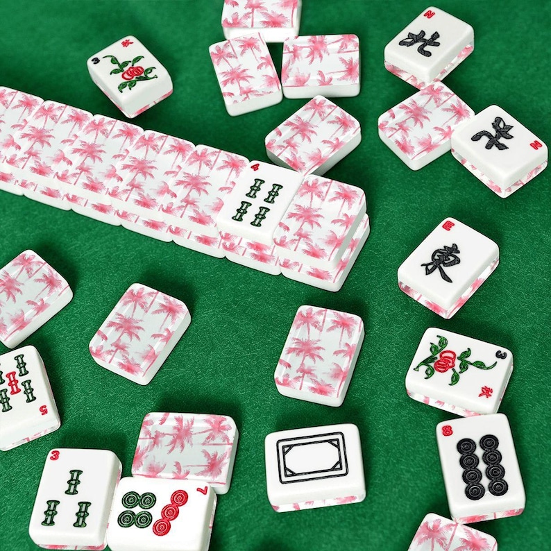 Pink Palm Tree Mahjong Tiles, Palm Beach Mahjong Set, Preppy Mahjong Tiles, Tropical Mahjong Coastal Grandmillennial Mahjong Pink Mahjong Bild 7