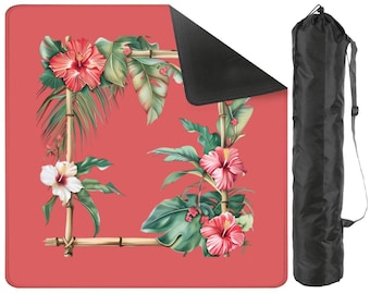 Floral Mahjong Mat, Elegant Game Accessory, Hawaiian Floral, Perfect Gift for Enthusiasts, Hibiscus Mahjong Mat