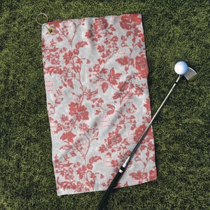 Subtle Anti Trump Floral Golf Towel Chinoiserie Elegant Funny Golf Accessory, Golf Towel for Her, Feminist Golf Towel, F Donald Trump