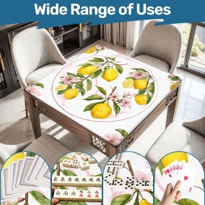 Pink Lemon Mahjong Mat | Lemon Blossom Mahjong Table Mat | Grandmillennial Mahjong Gift | Pink Citrus Mahjong Mat | Mahjong Accessories image 9