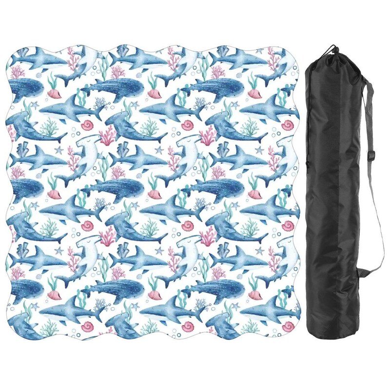 Scalloped Shark Mahjong Mat , Ocean Themed Mahjong Table Mat, Non Slip Game Mat with Storage Bag, Beach Coastal Mahjong Decor Bild 8