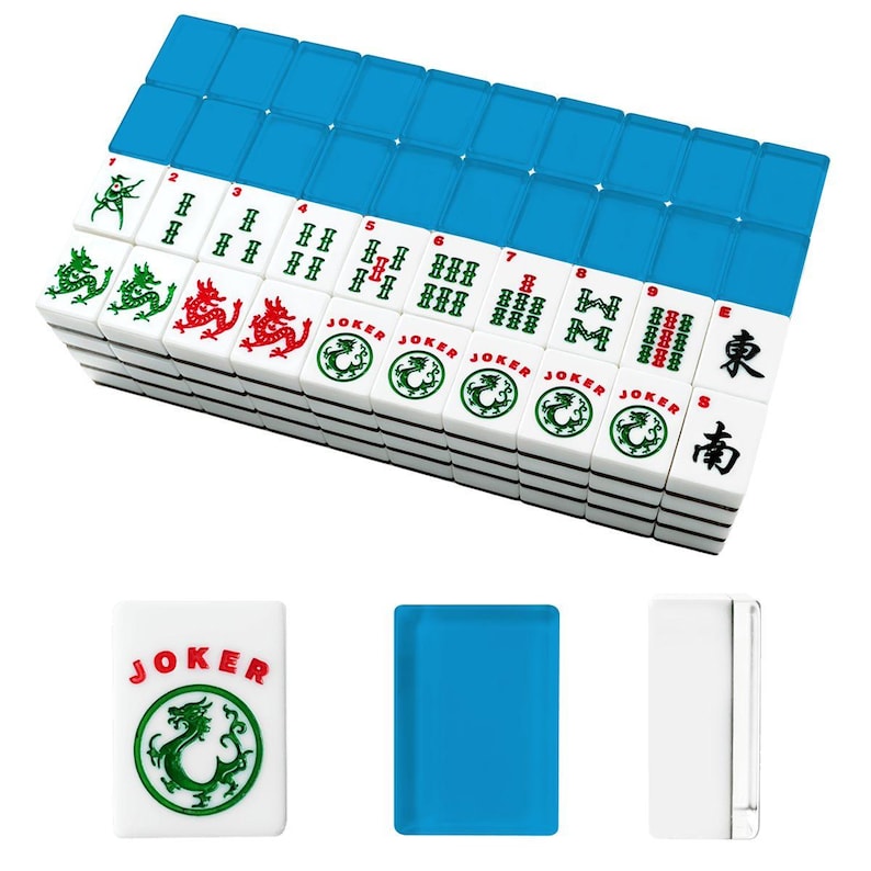 Blue Mahjong Tiles | Turquoise Color Mahjong Set | Solid Color Mahjong Tiles | Coastal Mahjong Gift | Luxury Acrylic Mahjong Set zdjęcie 1