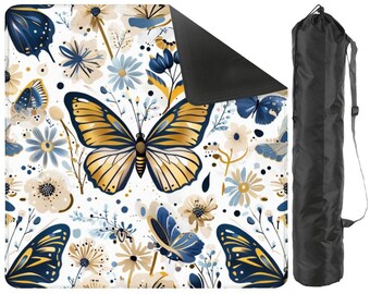 Butterfly Mahjong Mat | Blue Butterfly Mahjong Table Mat | Grandmillennial Mahjong Gift | Floral Mahjong Accessories | Luxury Mahjong Mat