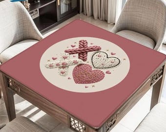 Valentine’s Day Mahjong Mat | Romantic Floral Mah Jongg Table Mat | Non-Slip Mahjong Playing Mat | Pink Valentine Gift for Mahjong Lovers