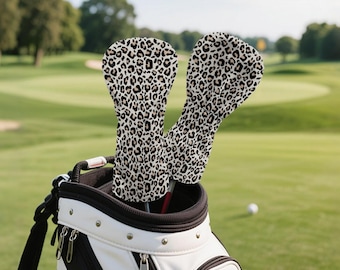 Leopard Print Golf Head Cover,Premium PU Leather Driver, Fairway & Hybrid Cover | Stylish Women’s Golf Gift | Custom Animal Print Headcover