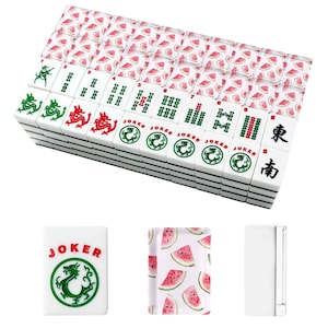 Watermelon Mahjong Tiles | Pink Summer Mahjong Set | Watermelon Tile Backs | Preppy Mahjong Gift | Poolside Mahjong | Acrylic Mahjong Tiles zdjęcie 2