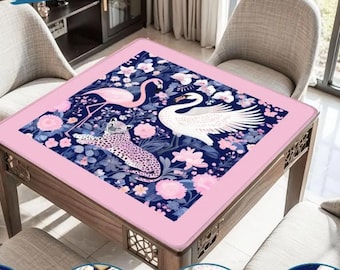 Cheetah Mahjong Mat Pink Non Slip Table Cover for American Mah Jongg | Durable Game Night Accessory, Noise Reducing Mahjong Table Protector