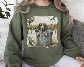 Enten-Jagd-Hundesweatshirt: Vintage Grandpa Core Crewneck