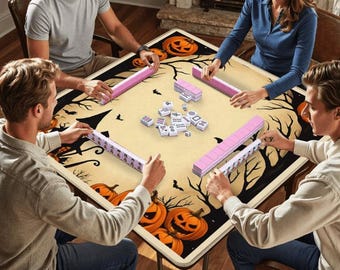 Halloween Mahjong Mat – Autumn Game Table Cover | Seasonal Game Board Accessory for American Mah Jongg, Non-Slip & Durable Play Mat