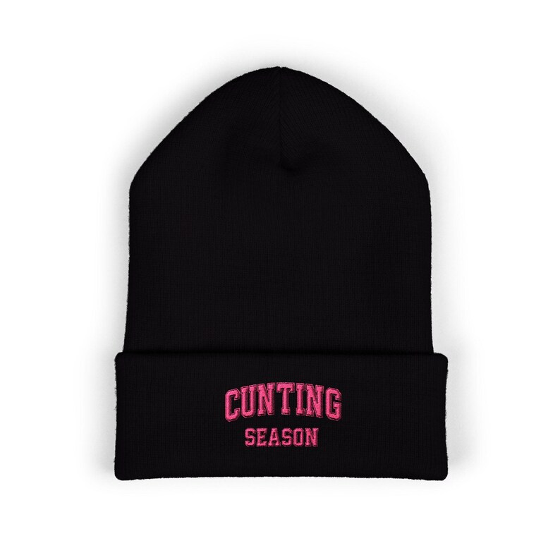 Cunting Season Beanie – Funny Embroidered Winter Hat, Trendy Adult Humor Gift, Warm Knit Streetwear Beanie for Men & Women image 2