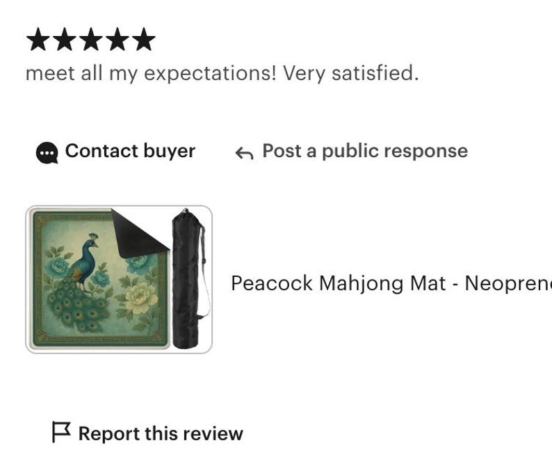 Peacock Mahjong Mat - Non Slip Mah Jongg TilePlay Mat Accessories image 10