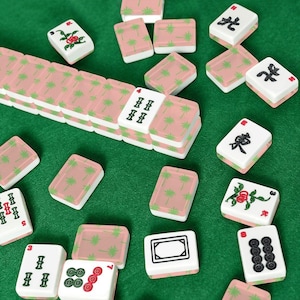 Preppy Palm Vibe Mahjong Set | Pink Aesthetic Mahjong Tiles | Beach House Mahjong Gift Women Bild 1