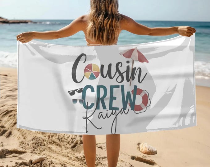 Cousin Crew Beach Towel - Fun Family Poolside Accessory, Summer Gift for Cousins, Beach Day Essential, Vacation Gear