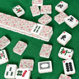 Pink Lily Mahjong Tiles, Personalized Mahjong Tiles, Floral Mahjong Set, American Mahjong Tiles with Jokers, Custom Mahjong Pink Flower image 7
