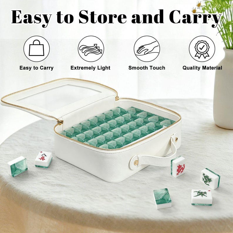 Luxury Green Mahjong Tiles | Jade Marble Mahjong Set | Coastal Mahjong Gift Idea image 6