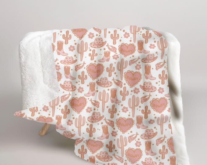 Cowgirl Vibe Sherpa Fleece Blanket, Sherpa Throw for Her , Cozy Western, Boho Western Ranch Decor - Teen Girl Room Luxurious Throw