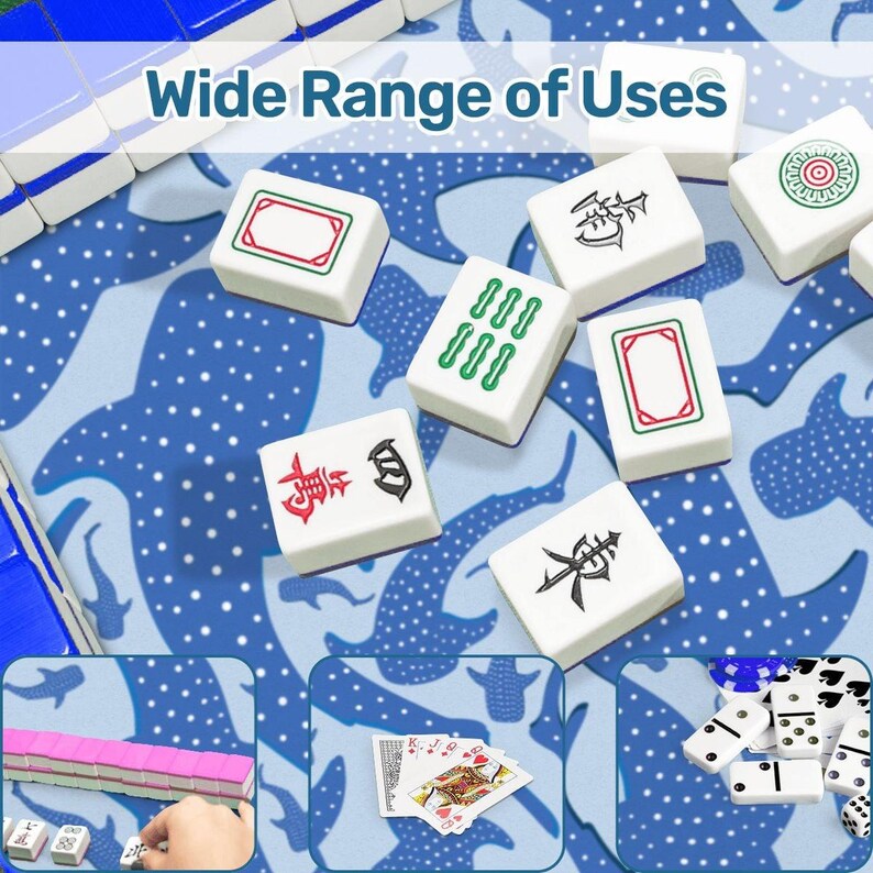 Whale Shark Mahjong Mat, Coastal Mahjong Mat with Bag, Blue Ocean Mahjong Table Cover, Beach House Mahjong Set, American Mahjong Gift bild 7