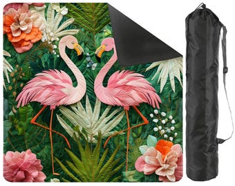 Floral Tropical Flamingo Mahjong Mat