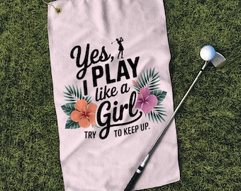Feminine Golf Towel: 'Play Like A Girl' Design, Women's Golf Accessories