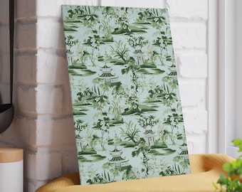 Green Chinoiserie Glass Cutting Board, Elegant Kitchen Decor, Gift for Chefs, Housewarming, Wedding, Greenery Designs, Home Chef Accessory